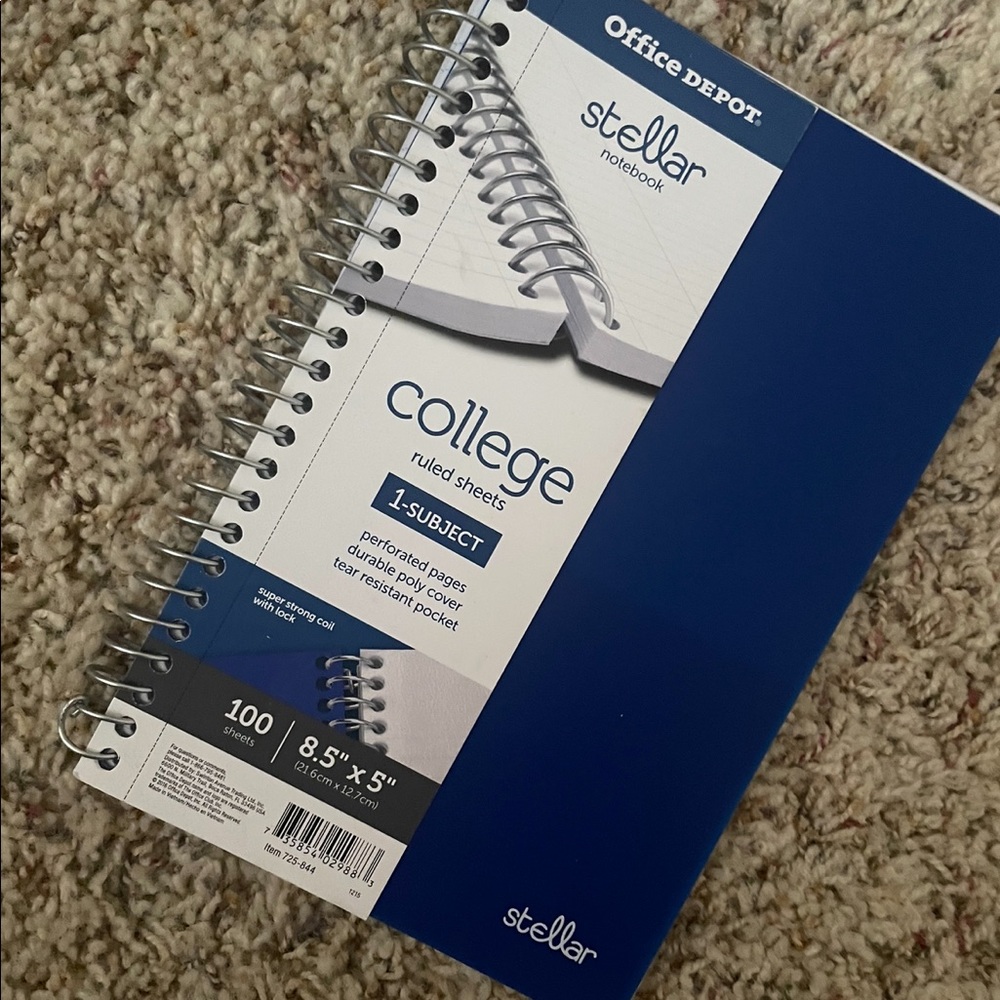Office depot stellar college notebook 📒 mini 1 subject 100 sheets